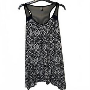 ND Intimates Black White Abstract Sleeveless Nightgown Sleepwear Women's Large